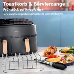 Accessoires Heteluchtfriteuse Gescht voor Philips Airfryer 3000-5000 Serie 9L, Opvouwbare Siliconenvorm Herbruikbare Ovenschaal voor Philips Dual Basket Airfryer NA350/NA550 9L — thumbnail 3