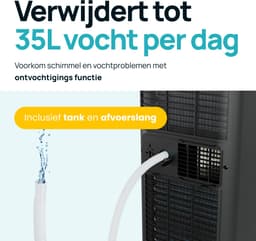 MOA Mobiele Airco - 7.000 BTU - 3-in-1 - Met Afstandbediening - Tot 22m² - Airconditioner met Ontvochtigingsfunctie - Raamafdichtingskit - Zwart — thumbnail 6