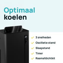 MOA Mobiele Airco - 12.000 BTU - 3-in-1 - Met Afstandbediening - Tot 35m² - Airconditioner met Ontvochtigingsfunctie - Raamafdichtingskit - Zwart — thumbnail 4