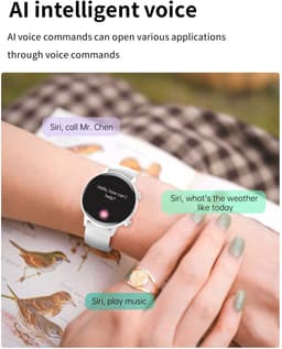 Smartwatch voor Dames 1.19inch AMOLED - Hartslagmeter - Stappenteller - Slaapmonitor - Multisport - Compatibel met Android en iOS - Waterproof - ZWART - Staal Band — thumbnail 6