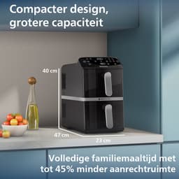 Philips 4000 Series Dual-Stacked Dubbele Airfryer – NA461/00 - 2 Lades (Sync) – 10 L – Tot 6 Personen – Bespaart 45% Ruimte — thumbnail 4