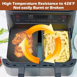 Voor Ninja Foodi Max Dual Zone Air Fryer Accessoires - Set van 2 vierkante siliconen bakplaten - Compatibel met AF300EU, AF400EU en andere Dual Zone-modellen - Grijs — thumbnail 2