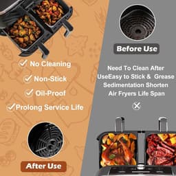Voor Ninja Foodi Max Dual Zone Air Fryer Accessoires - Set van 2 vierkante siliconen bakplaten - Compatibel met AF300EU, AF400EU en andere Dual Zone-modellen - Grijs — thumbnail 3