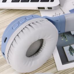 TDR- Draadloze Bluetooth koptelefoon - Over-Ear Koptelefoon voor Kinderen - Met Led Kat Oortjes - Bekend van TikTok - Grijsblauw — thumbnail 4