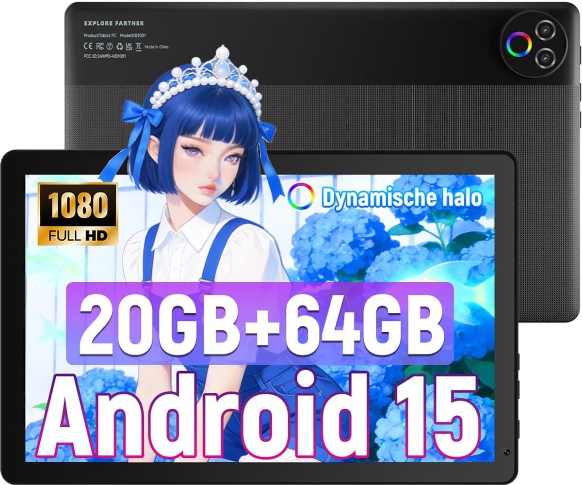 Hotlight A10 - Android 15 Tablet - 10.1 inch - 20(3+17)GB RAM/64GB ROM– 5000mAh - Zwart — afbeelding 1