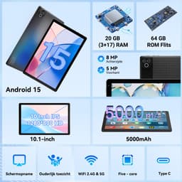 Hotlight MB1001 - Android 15 Tablet - 10.1 inch - 20(3+17)GB RAM/64GB ROM– 5000mAh - Zwart — thumbnail 8