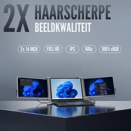 Triple Portable Monitor Expert 14" MultiCable - IPS Tri screen - Extra scherm laptop - Plug & Play - Incl. draagtas — thumbnail 5
