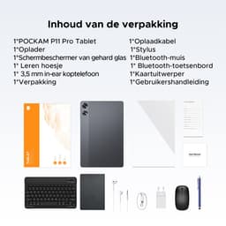 POCKAM P11 Pro - Tablet - 48 GB RAM (8+40 GB) + 128 GB ROM (2 TB/TF) - 11 inch FHD+ 90 Hz - Android 16 - 8800 mAh/18 W - T7250 - Dubbele luidsprekers - Gemini AI - Face ID - Widevine L1 - Complete accessoirebundel met toetsenbord en stylus - Grijs — thumbnail 3