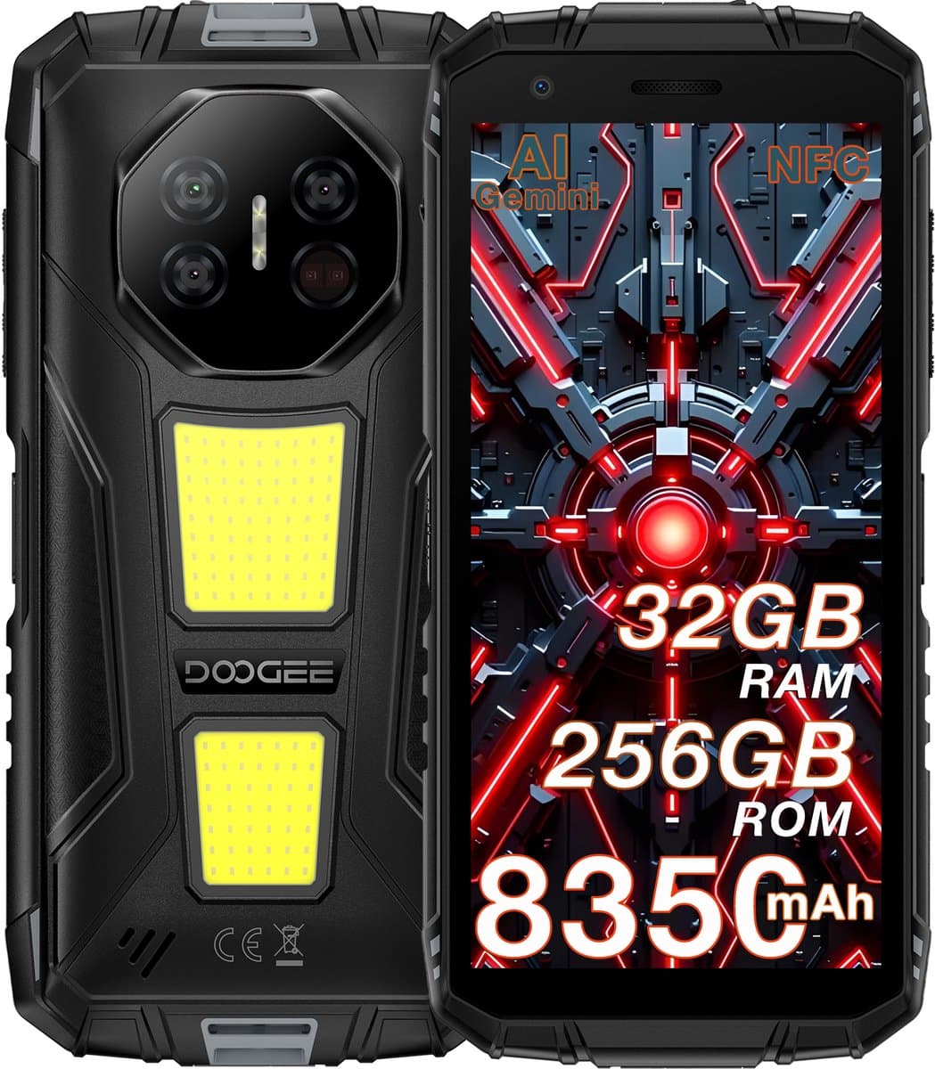 DOOGEE Fire 3 Max Robuuste Smartphone - Gemini AI- 32 GB RAM - 256 GB ROM - 8350 mAh - 5,5 inch - Android 15 - IP68/IP69K Outdoor telefoon - Widevine L1 - OTG - NFC - Zwart — afbeelding 1