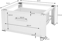 SAVI® Wasmachine Verhoger - Wasmachine Verhoger met Lade - Wasmachine Sokkel Met Laadcapaciteit tot 150 KG - Wit - 63cm x 54cm x 32cm — thumbnail 4