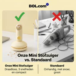 Mini bureaustofzuiger - Draadloze bureaustofzuiger - Stofzuiger - USB oplaadbaar - Twee windsnelheden - Geschikt voor kantoor, thuis en in de auto - 15x8,5 cm - Geel — thumbnail 2