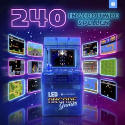 Mini Arcade Machine met 240 Arcade Games - Coole LED Verlichting - Inklapbaar - Geen Internet Nodig - Retro Game Console - Gaming Spelcomputer - Reisspelletjes - Vakantie Speelgoed - Cadeau voor Jongens en Meisjes - Vanaf 6 Jaar - Blauw - Silvergear — thumbnail 4