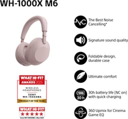 Sony WH-1000XM6 - Draadloze koptelefoon met Noise Cancelling - Roze — thumbnail 2
