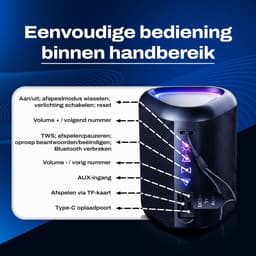 Artix Essentials - S1 - Bluetooth Speaker - Draadloze Speaker - IPX6 Waterdicht - 12 Uur Accu - RGB Verlichting — thumbnail 10