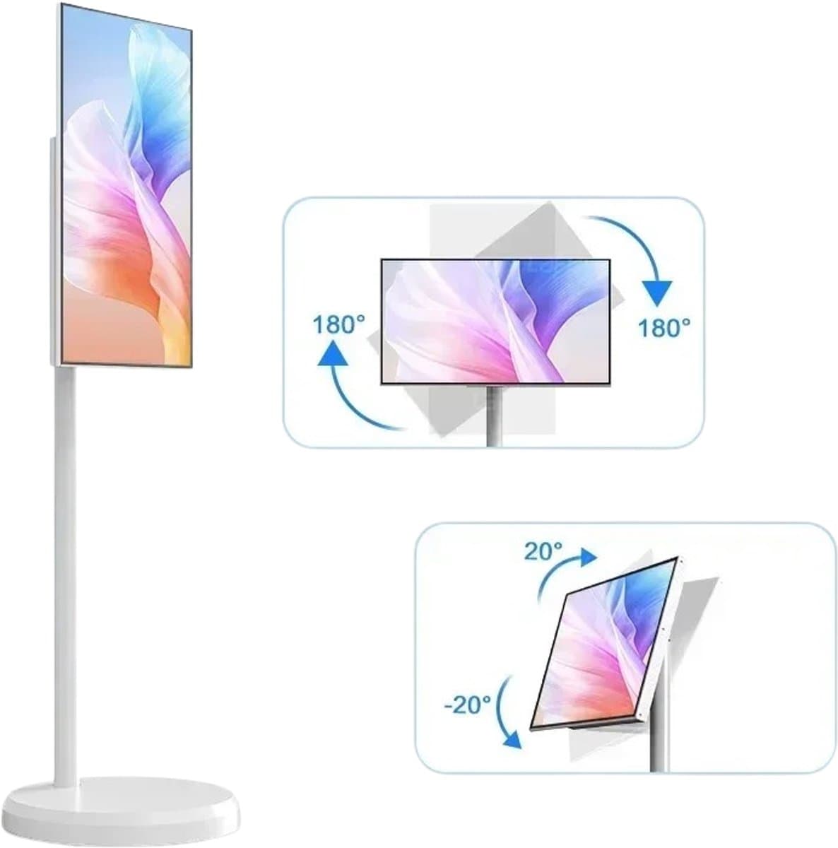 House of Balance Verrijdbaar Smartscreen - Tablet op Verrijdbare standaard - 21.5 Inch - Draaibaar - Wit - Koken Gaming Videocalls - Multifunctioneel — afbeelding 1