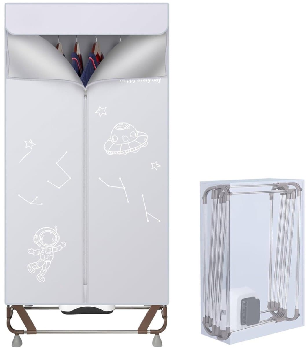 Elektrische Wasdroger 1500W – Draagbare Droogkast 170 cm – Opvouwbaar Wasrek met Grote Capaciteit (15 kg) – Sneldrogende Kledingdroger Zonder Installatie – Grijs — afbeelding 1