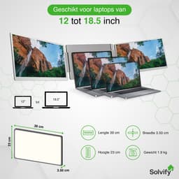 Portable Monitor 2x 15,6 inch Full HD - Tri Screen Laptop Scherm Uitbreider - Extra Scherm Laptop - Draagbare Monitor - Plug & Play - Solvify — thumbnail 5