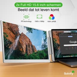 Portable Monitor 2x 15,6 inch Full HD - Tri Screen Laptop Scherm Uitbreider - Extra Scherm Laptop - Draagbare Monitor - Plug & Play - Solvify — thumbnail 7
