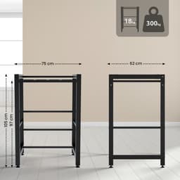 CLP Medina Wasmachinerek - Wasmachine verhoger - Wasmachine Sokkel - Universele Wasmachine Onderstel - Voor 2 huishoudelijke apparaten zwart — thumbnail 2