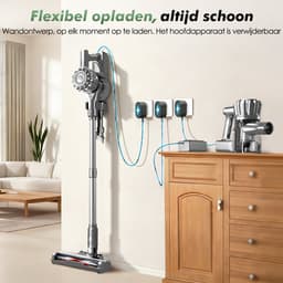 Fukstern Steelstofzuiger Draadloos - 38KPa krachtige zuigkracht - Tot 60 Min Accuduur - 4-voudig HEPA-Filtersysteem - 1,6L Stofreservoir - Anti-Klit Vloerborstel draadloze steelstofzuiger - zilverkleurig — thumbnail 9