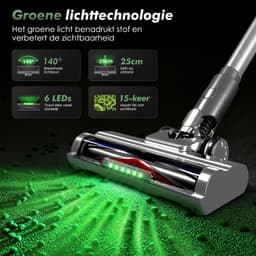 Fukstern Steelstofzuiger Draadloos - 38KPa krachtige zuigkracht - Tot 60 Min Accuduur - 4-voudig HEPA-Filtersysteem - 1,6L Stofreservoir - Anti-Klit Vloerborstel draadloze steelstofzuiger - zilverkleurig — thumbnail 7