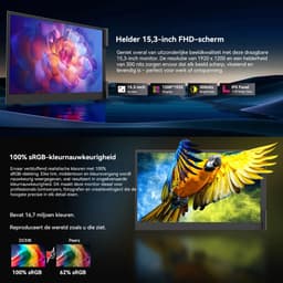 Blackview SCM8 Portable Monitor - 15,3 inch FHD 1200P IPS Dubbel Scherm - 100% sRGB - Laptopscherm: 13-17,3" - Laptop Scherm Uitbreider - PC/Laptop/Xbox/Schakelaar/PS5 - Grijs — thumbnail 8