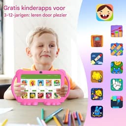 Peutertablet - Kindertablet Peuter - 7-inch IPS-scherm/Android 12 - 1 Stuk - Voor Kinderen Van 3–12 Jaar Roze — thumbnail 6