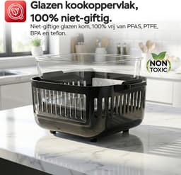 Turbotronic AFG6 Airfryer XXL met glazen bak- BPA & PFAS Vrij - 6L - Heteluchtfriteuse - Dual Heating - 50ºC tot 180ºC - 8 Kookprogramma's - Zwart — thumbnail 3