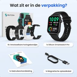 Siltcon® Smartwatch Heren Pro - Smartwatch Dames Pro - Sporthorloge Dames & Heren - Stappenteller Horloge - Hartslagmeter – Bloeddrukmeter - Slaapmonitor - Saturatiemeter – Belfunctie - Elke Smartphone - RVS - Elke pols - Incl. 4 Bandjes — thumbnail 11