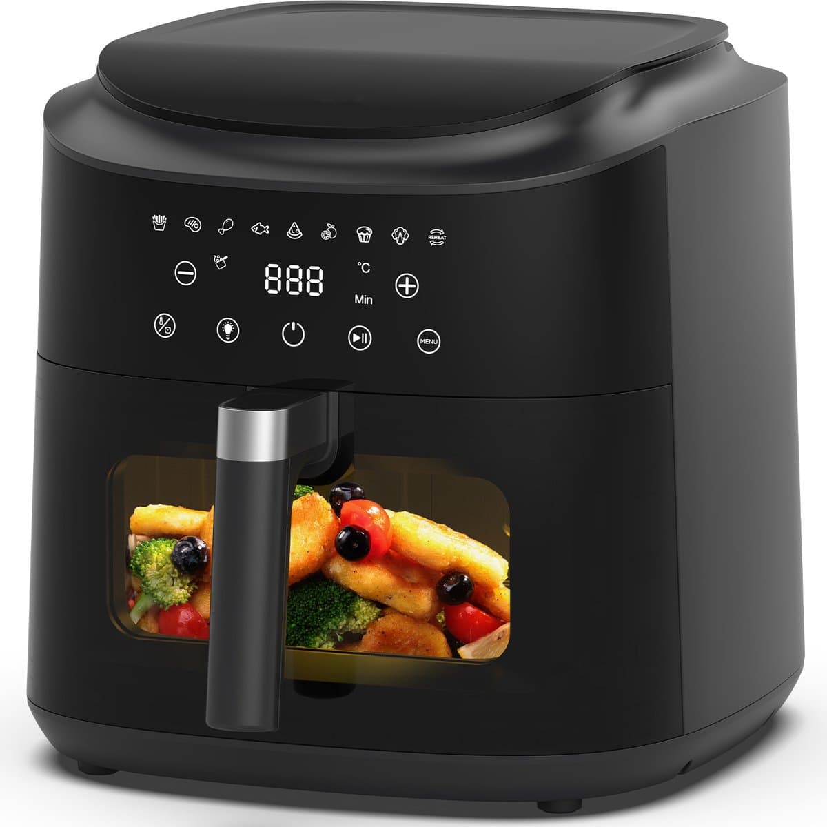 Dewelling Airfryer AF80D10W met kijkvenster - XXL 9L Heteluchtfriteuse - 2350W - 360° Snelle Luchtcirculatie, 9 Automatische Programma’s - 40–200°C — afbeelding 1