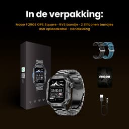 Maoo FORGE GPS Square - GPS Smartwatch Heren - Sporthorloge - 3 Bandjes - Stappenteller - Hartslagmeter - Slaapmonitor - Belfunctie - LED Zaklamp - Multisport - Geschikt voor Android en iOS - Gun Metal Blue — thumbnail 14