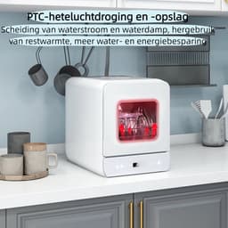Puluomis DW1003 - Mini vaatwasser - met Waterreservoir - Vrijstaande Afwasmachine - 3 Couverts - 7 Wasprogramma's - Incl. Bestekmandje - Wit — thumbnail 5