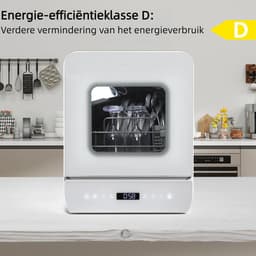 Puluomis DW1003 - Mini vaatwasser - met Waterreservoir - Vrijstaande Afwasmachine - 3 Couverts - 7 Wasprogramma's - Incl. Bestekmandje - Wit — thumbnail 7