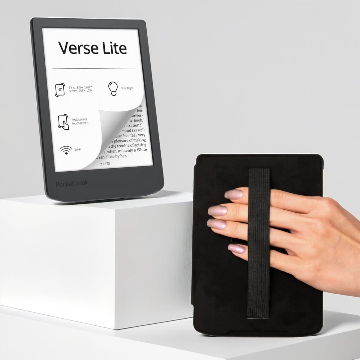 PocketBook Verse Lite + Zwart met elastiek PocketBook hoesje — afbeelding 1