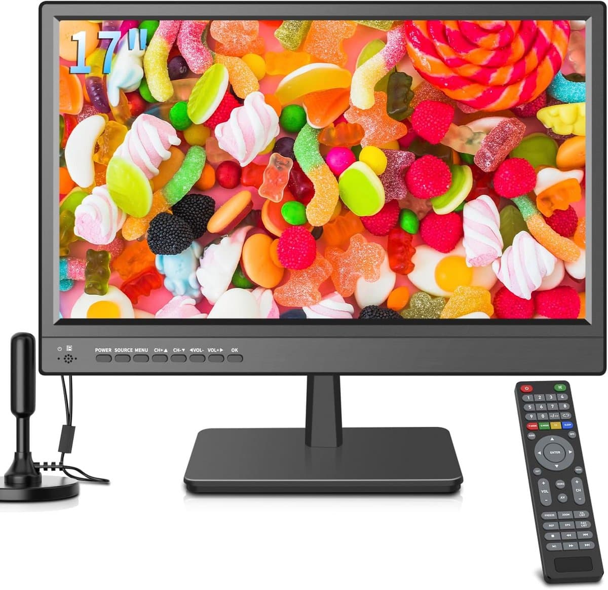 17 inch (43,2 cm) LED TV met 12V Aansluiting - HDMI, USB, VGA - Ideaal voor Caravan of Boot — afbeelding 1