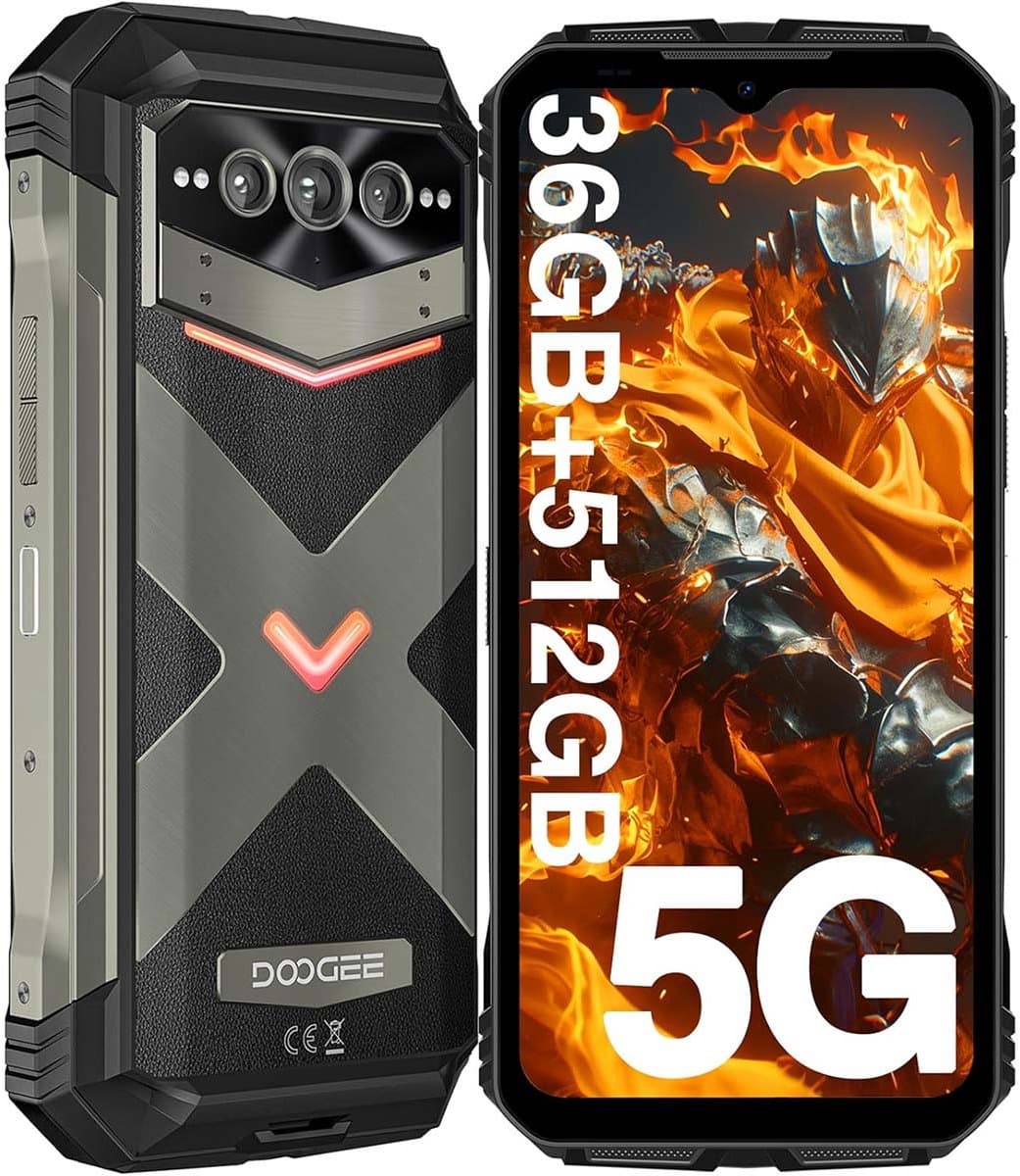 DOOGEE V MAX PLUS 5G Robuuste Smartphone - 36 GB ROM - 512 GB ROM - 22000 mAh 33 W - 6,58 inch IPS 120 Hz - IP68/IP69K Outdoor Telefoon - Dual SIM 5G - 200 MP + 32 MP - Android Smartphone - Nachtzicht, GPS, NFC, Face ID - Grijs — afbeelding 1