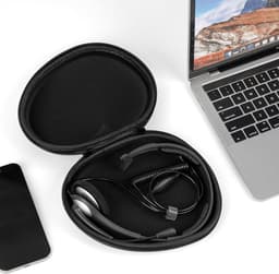 Allecto- Vervangende Draagtas voor Hoofdtelefoon - Stereo Headset Beschermhoes - Compatibel met diverse modellen - Zwarte Hardcase - Headphone Opbergtas - Logitech, Plantronics, Jabra Geschikt - Zwart Model - Harde Beschermhoes — thumbnail 5
