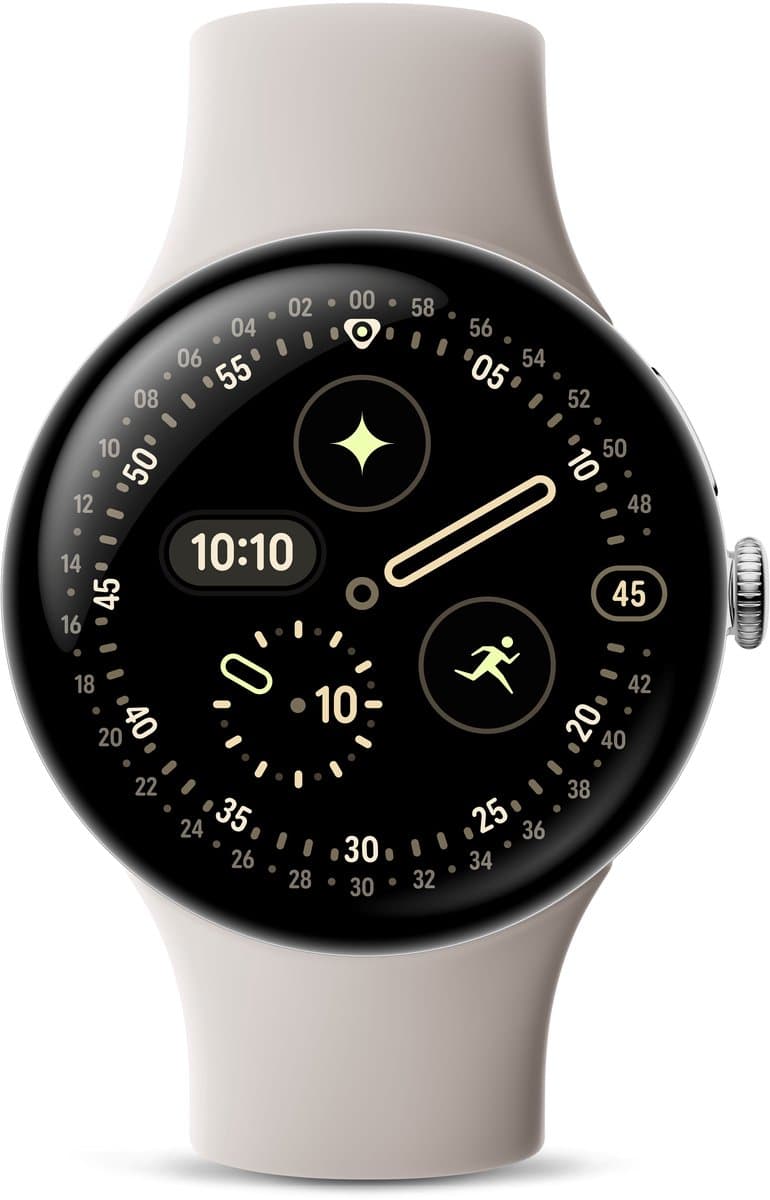 Google Pixel Watch 4 - Smartwatch - 45mm - WiFi - Zilverkleurig/Porcelain — afbeelding 1