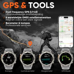 Synyq GPS Pro - GPS Smartwatch Heren - 3 Bandjes - 51mm - AMOLED Scherm - 5ATM Waterdicht - Belfunctie - 170+ Sportmodi - Stappenteller - Hartslag, Slaapmeter, SpO2 - Smartwatch Heren - Horloge Heren - Sport Horloge - IOS & Android — thumbnail 4