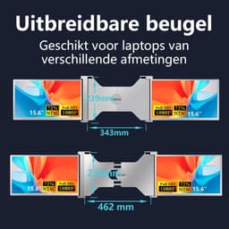 Virello® Portable Monitor Pro 2025 - 2x Full‑HD IPS 15,6″ scherm - Voor Laptops van 15.6" t/m 18.1" - Laptopscherm uitbreider - USB-C/USB-A & HDMI - Inclusief Hoes & Kabels - Zwart - 2 jaar garantie — thumbnail 4