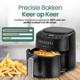 Emerio Airfryer XL 1300W - 4,5 Liter Heteluchtfriteuse - Regelbare thermostaat 40ºC tot 220ºC - 8 Kookprogramma's - AF-129369 Zwart — thumbnail 4