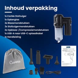 CarMe 2-in-1 Auto Stofzuiger - Zuigen & Blazen - Kruimeldief - 7 Opzetstukken - Oplaadbaar - Handstofzuiger - Air Duster - Zwart — thumbnail 8