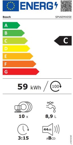 Bosch SPV6EMX05E Serie 6 - Inbouwvaatwasser - Volledig ingebouwd - 10 couverts - C label - 44 dB - RVS — thumbnail 10