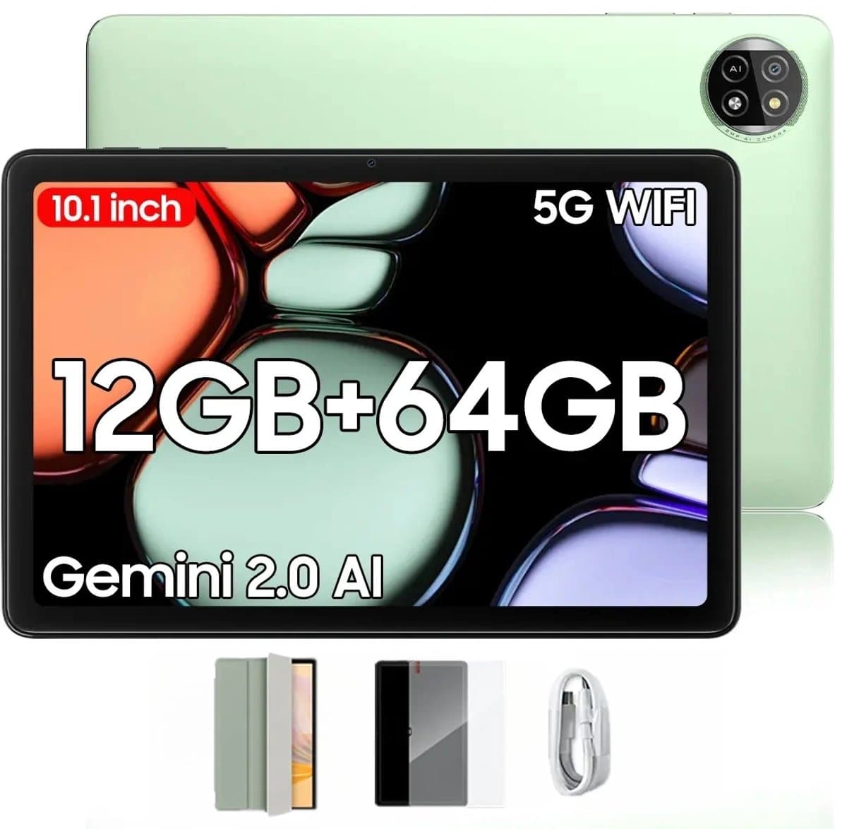 Blackview Tablet - Tab 20 WiFi Tablet - Met Hoes, Screenprotector - Android 15 - 12GB RAM + 64GB ROM(2TB Externe) - 10 inch HD Scherm - 6000mAh - Bluetooth 5G WiFi - Groen — afbeelding 1