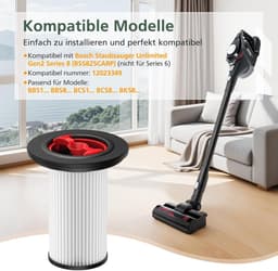 Set van 2 reservefilters voor stofzuiger - HEPA-filter compatibel met Bosch Unlimited Gen2-serie 8 - Vervangende filters voor optimale luchtkwaliteit in huis — thumbnail 7
