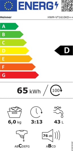 Heinner HWM-VT0610CHD++ Wasmachine 6 kg – 15 Programma’s – Allergievriendelijk – LED-Display – 1000 tpm – Kinderslot – Wit – 5 Jaar Garantie — thumbnail 2