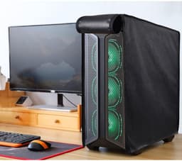 CPU desktop host Oxford stoffen stofhoes, waterdichte desktop computer host stofhoes, compleet pakket met rits, antistatische en vochtbestendige CPU toren PC stofhoes, zwart, 50*21*46cm — thumbnail 4