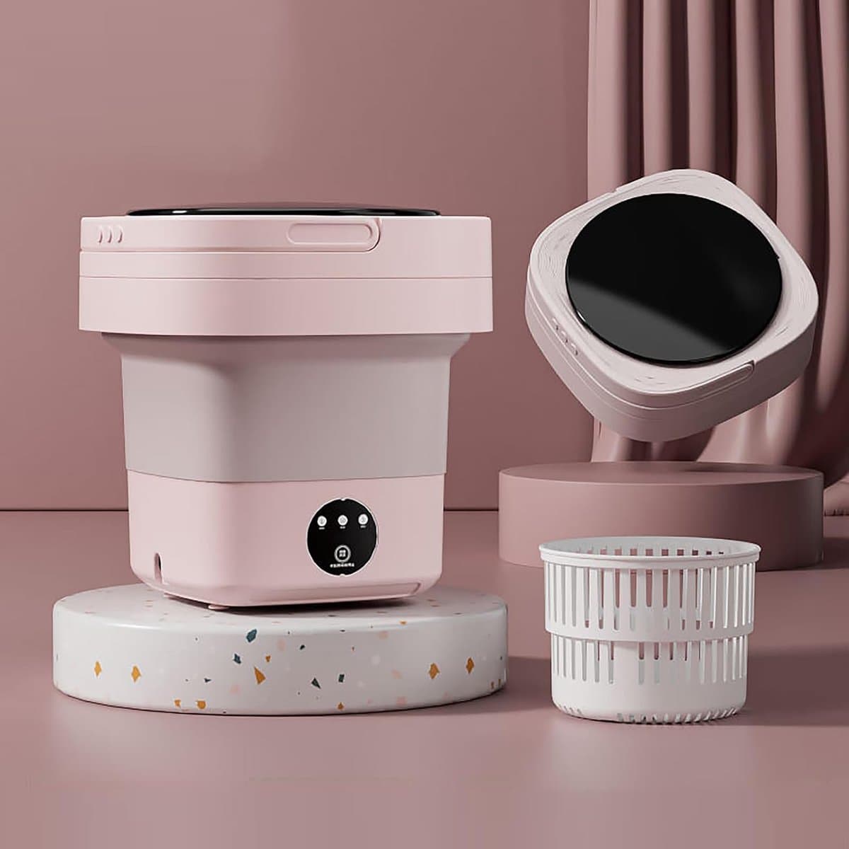 DailySupplies® Mini Wasmachine met Centrifuge - Voor Kleine Wasgoed - Meerdere Programma's - Roze — afbeelding 1