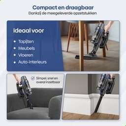 Olvy Steelstofzuiger Draadloos - 2 Accu's - Met Dweilfunctie - 5 Zuigniveaus - Vacuum Cleaner - Draadloze Snoerloze Stofzuiger - Zonder Zak - Op Accu - 350W - 35Kpa - Kruimeldief — thumbnail 11