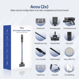 Olvy Steelstofzuiger Draadloos - 2 Accu's - Met Dweilfunctie - 5 Zuigniveaus - Vacuum Cleaner - Draadloze Snoerloze Stofzuiger - Zonder Zak - Op Accu - 350W - 35Kpa - Kruimeldief — thumbnail 2